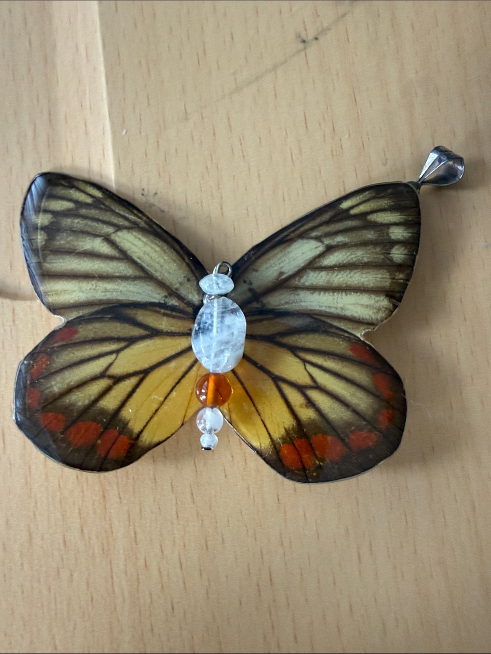 Butterfly Pendant Necklace in Yellow & Orange – Unbranded